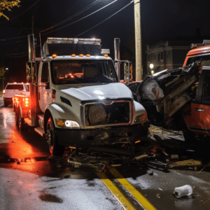 A tow truck crashed into another vehicle at night on a Connecticut highway