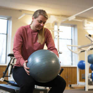 A woman in physical therapy doing exercises for recovery