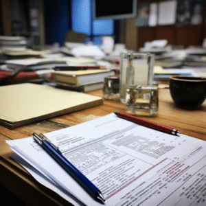 paperwork on a desk