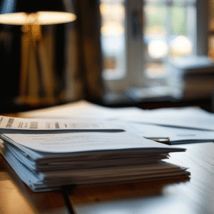 Documents on desk