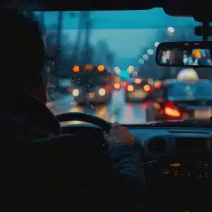 A man driving a car