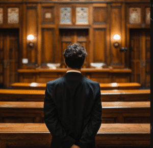 A lawyer standing in a court