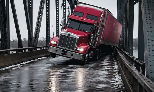 Sysco Truck Accident Leaves Driver in Peril Over River