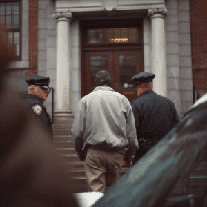 Cops bringing a financial fraudster to court in CT
