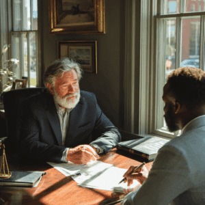 Traumatic Brain injury lawyer explaining claim process to a victim