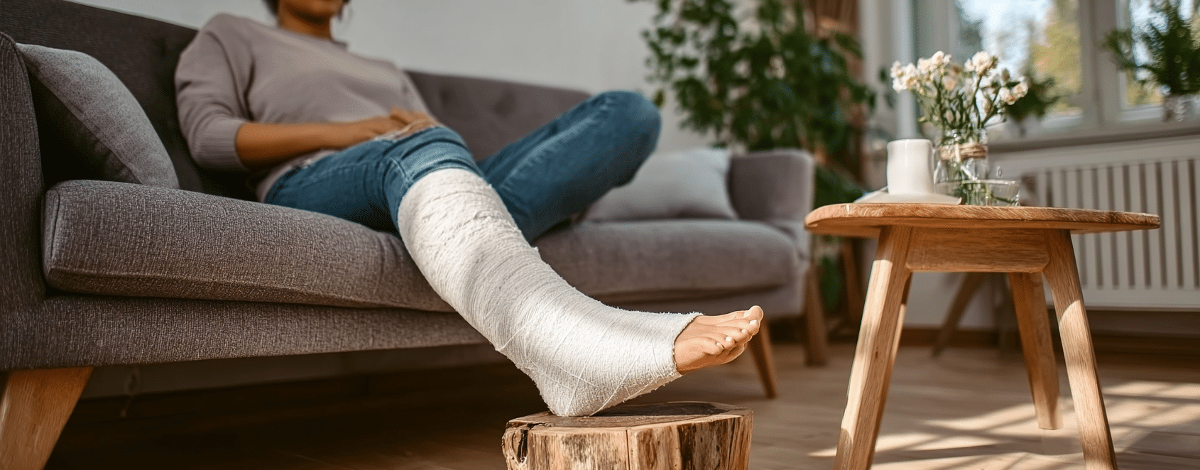 A person who slipped and broke her leg outside a shopping center 