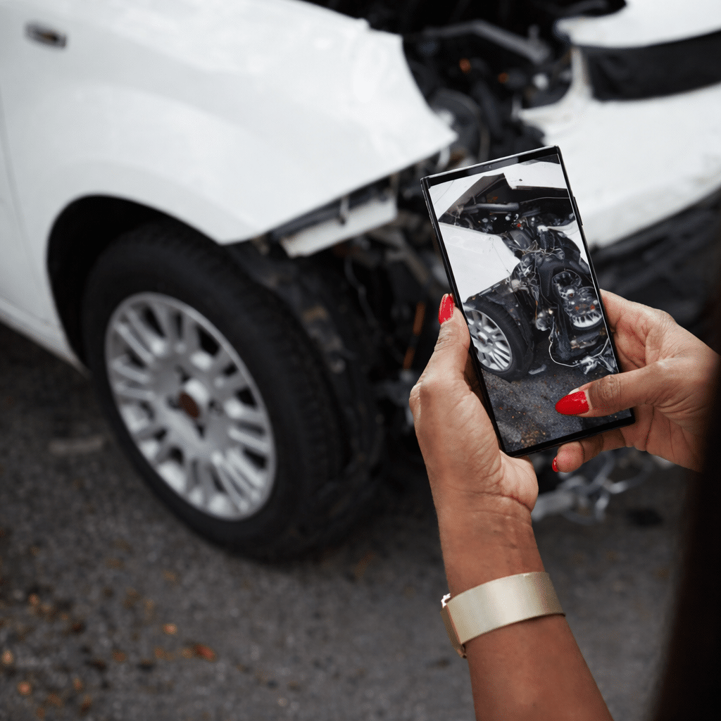 Taking a picture of the accident